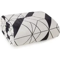 Design91 Bettüberwurf GEO Gemusterte Allzweckdecke Mikrofaser, Karomuster Graue Decke weiß schwarze Tagesdecke Sofadecke Modern