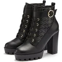 LASCANA Stiefelette mit Blockabsatz & raffinierter Musterung, High-Heel-Stiefelette VEGAN