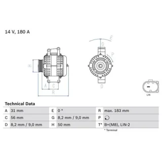 Bosch Lichtmaschine 180A Mercedes 0986083660 2,2