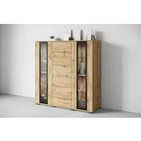 Home affaire Highboard Caro, modernes Design mit Glaseinsätzen, Breite 120 cm (1 St), grifflose Fronten mit Push-to-Open, höhenverstellbare Einlegeböden