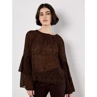 Apricot Rüschenbluse Leichte Bluse mit Rüschenärmeln