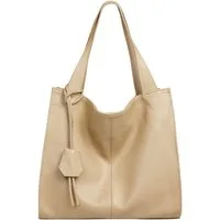 Caspar Schultertasche Großer XL Damen Leder Shopper Tasche - PREMIUM LINE - Modell No.832, elegant, robust & unempfindlich - 100% Echtleder - Handmade in Italy
