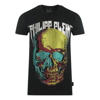 Philipp Plein Großes Mehrfarbiges Totenkopf T-Shirt Schwarz