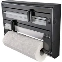 Leifheit Wandrollenhalter Wandrollenhalter Parat Black, (1-St), Für 3 Rollen, messerscharfe Klingen, modernes Design