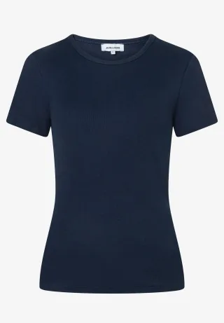 MORE & MORE - Rippenshirt blau - Gr. - 38