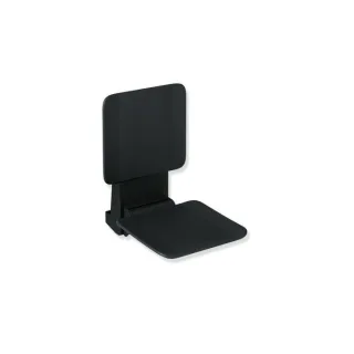 Hewi System 900 Einhängesitz 900.51.10060CV 350 x 533 x 526 mm, Edelstahl pulverbeschichtet schwarz matt, matt schwarzer Kunststoff