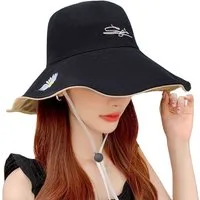 Zaewry Sonnenhut Damen Sommerhut Sonnenhut mit beidseitigem UV-Schutz Fischerhut mit gestickten Gänseblümchenmotiven