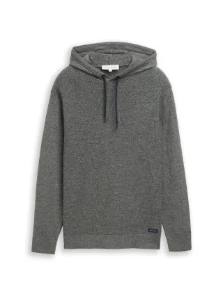 Tom Tailor - Strickpullover mit Kapuze darkest olive tonal mouline - Gr. - XXL
