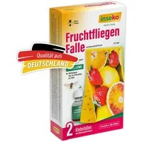 Inseko Insektenfalle 2x inseko Fruchtfliegen Falle I effektive Obstfliegenfalle, inkl. Fruchtfliegenköder und 2 Klebefallen je Packung