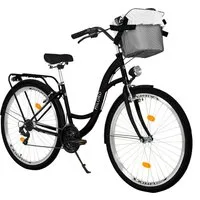 Milord Cityrad Damenfahrrad Citybike Mit Metallkorb Fahrrad, 26/28 Zoll, 21-Gang, 21 Gang, (Fahrradständer, Gepäckträger, Klingel, Korb, Kotflügel)