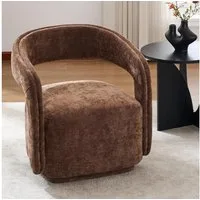 DEKKETO Sessel Polstersessel, Chenille Lounge Sessel, Moderner Drehsessel, drehbar (1-St), mit Großer Sitzfläche und Geschwungener Rückenlehne