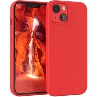 EAZY CASE Handyhülle für Apple iPhone 14 Hülle Silikon 6,1 Zoll, Silikon Schutzhülle mit Kameraschutz stoßfest handycover elastisch Rot