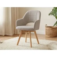 Massivart® Polsterstuhl 360 Grad drehbar, Esszimmerstuhl mit Armlehnen, Webstoff, »STADE«, Gestell Buche massiv unbehandelt • Sitz fest gepolstert • BOHO Stil