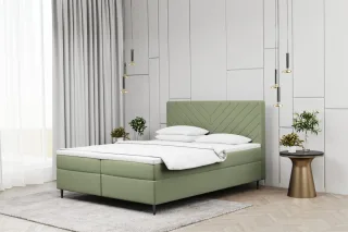 Boxspringbett Schlafzimmerbett BONITA 120x200cm in Stoff Matt Velvet Pistazie
