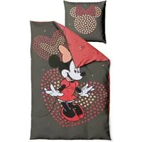 JACK Wendebettwäsche Minnie Mouse Disney Herzen 135x200cm, Renforcé, 2 teilig, süße Wendebettwäsche in Grau und Rosa