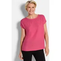 GOLDNER Schlupfbluse Elegante Viskosebluse mit Glitzer Glitzerbluse mit U-Boot-Ausschnitt und überschnittenen Schultern