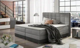 Boxspringbett Bett PRATO Webstoff Hellgrau/ Dunkelgrau 180x200cm