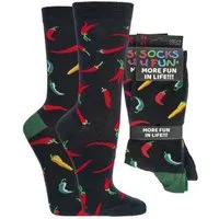 Wowerat Freizeitsocken 2 Paar Fun Socken, Spaß mit Socken, Chili Motive, für Damen & Herren