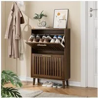 OKWISH Schuhschrank Schuhaufbewahrungsschrank (Walnussholz mit eleganten goldenen Griffen, 1-St., 60*24*93)