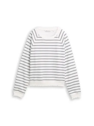 Denim Tom Tailor - Sweatshirt mit Streifenmuster off white navy stripe - Gr. - M