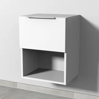 Sanipa 4balance Anbauschrank mit 1 Auszug und 1 offenem Fach, Weiß-Matt, DG11001 DG11001