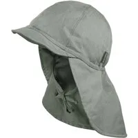 MAXIMO Schirmmütze GOTS MINI-Nackenschutzmütze uni, Leinenoptik, Bindeband, Futter (1-St) Leinen