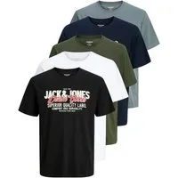 Jack & Jones Print-Shirt Bedrucktes T-Shirt aus Baumwolle (5er-Pack)
