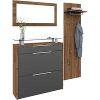 borchardt Möbel Garderoben-Set Oliva, (3-tlg), mit hängendem Schuhschrank, Paneel und Spiegel