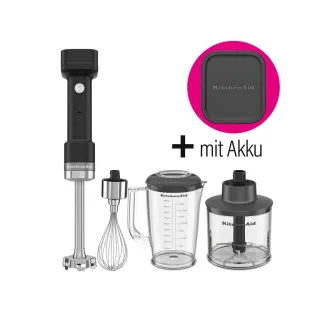 KitchenAid Go Cordless Stabmixer mit Zubehör 5KHBRV75BM - Matt...