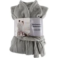 Marabellas Shop Bademantel Hochwertiger Bademantel mit weicher Struktur in Grau S - XL, 100 % Polyester, inkl. Bademantelgürtel, hautsympathisch