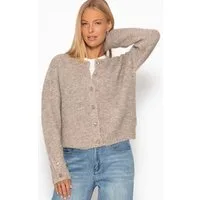 SASSYCLASSY Cardigan Cardigan mit Pailletten für Damen Weiche Gerippte Strickjacke mit Lurex und Manschettenknöpfen Beige