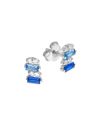 Zeeme Silber Ohrringe Silber 925 rhodiniert mit Zirkonia blau und weiß