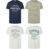riverso T-Shirt Herren Printshirt RIVLeon Regular Fit (4-tlg) Kurzarm Tee Shirt mit Rundhalsausschnitt aus 100% Baumwolle