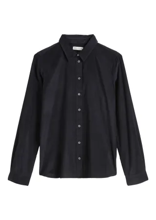 Marc OPolo Casual - Feincord-Langarm-Bluse regular schwarz - Gr. - 36