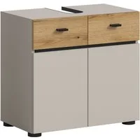 welltime Waschbeckenunterschrank VANN, Breite 60cm, 2 Türen, 2 Fächer, mit Siphonausschnitt (individuell mit weiteren Artikel der Serie VANN kombinierbar) Waschtisch, Waschbeckenschrank, Kommode, Schrank, Badezimmer, Bad