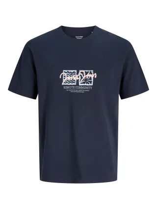 JACK&JONES - JORRIVIERA FRONT TEE SS CREW NECK FST Sky Captain - Gr. - M