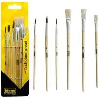 Idena Malpinsel Idena 60104 - Schulpinsel, in 6 Größen, 3 Rundpinsel & 3 Borstenpinsel, (Set, Haarpinsel in 4, 6, 8 & Borstenpinsel in 6, 10, 14)