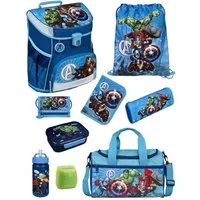 Scooli Schulranzen Campus Fit Avengers Schultasche, ab 1. Klasse, 980 Gramm, 18L Fassung (Erweitertes Set, 9-tlg., mit Lunch-Set und Sporttasche), leicht, ergonomisch, robust