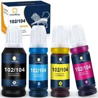 ColorKing 4er Refill für EPSON 104 102 Ecotank Nachfülltinte (für epson, ET-2820 ET-2821 ET-2825 ET-2826, x, ET-2700 ET-2710 (x)