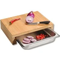 KESPER® Schneidebrett mit Auffangschale, Bambus, Edelstahl 18/10, (1-St), Gastro-Norm 1/2 (325x265 mm)