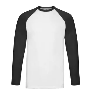 Fruit of the Loom - T-Shirt für Herren/Damen Unisex - Baseball Langärmlig (Weiß/Schwarz)