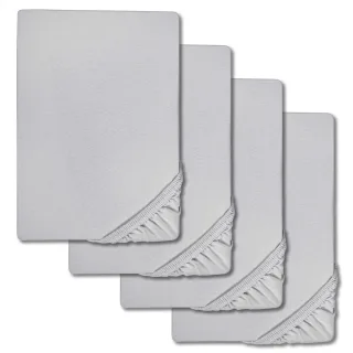 Spannbettlaken Microfaser Interlock-Jersey silber grau 90 x 190 - 100 x 200 cm im 4er-Pack