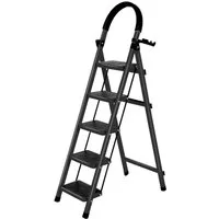 JEOBEST Trittleiter Stufenleiter, Klappleiter Tritthocker mit Handläufen, ( 5 Stufen) Sicherheitsleiter, Anti-Rutsch-stabilem und breitem Pedal