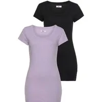 Flashlights T-Shirt (2er-Pack) figurbetonter Schnitt, unifarben, Rundhalsausschnitt