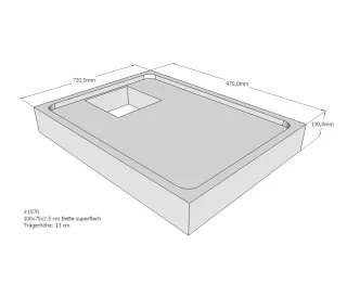 Neuesbad Wannenträger für Bette superflach 100x75x3,5 SD22079