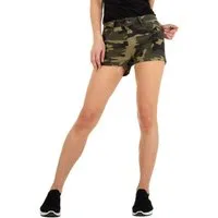 Ital-Design Shorts Damen Freizeit Hotpants (86585440) Camouflage Stretch Hotpants in Khaki