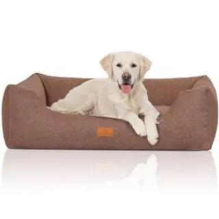 Knuffelwuff Hundebett Lotte aus Velours mit feinem Handwebcharakter hellbraun XXL
