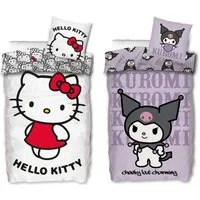SkyBrands Bettwäsche Hello Kitty & Kuromi - 2 x Bettwäsche-Set Wendemotiv, 135x200 & 80x80, Baumwolle, 100% Baumwolle