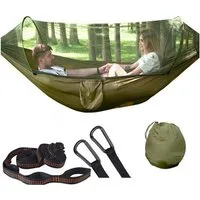SURFOU Hängematte Outdoor Hängematte mit Moskitonetz 120KG Tragkraft Reise Camping (Atmungsaktiv Schnelltrocknendes Nylon Rucksackreisen), für Terrasse Balkon Garten Outdoor Camping