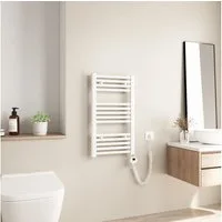 MEYKOERS Elektrischer Badheizkörper Gerade Badheizkörper Elektrischer mit Thermostat und Timer-Funktion, Heizkörper Badheizkörper elektrisch mit Heizstab / Timer / Thermostat